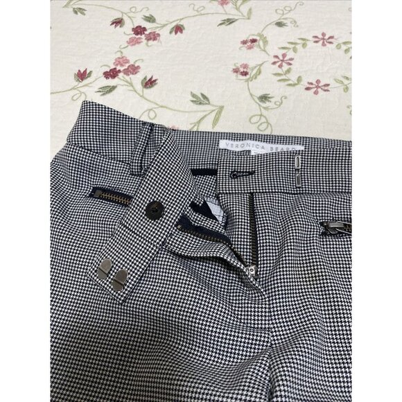 Veronica Beard Houndstooth Zipper Black White Pants Size 2 28 - Picture 13 of 16